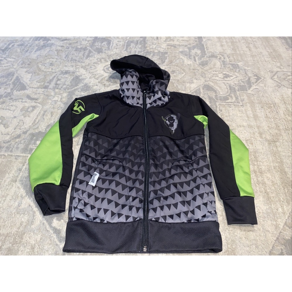 NearFall Zip Youth Boys Sz Small 8 Black Green Hooded Jacket Standfast Wrestling